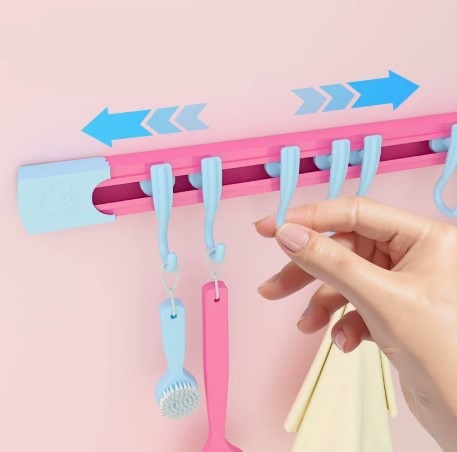 10 Kancalı Raylı Mutfak ve Banyo Düzenleyici Askı 30 cm - Görsel 3