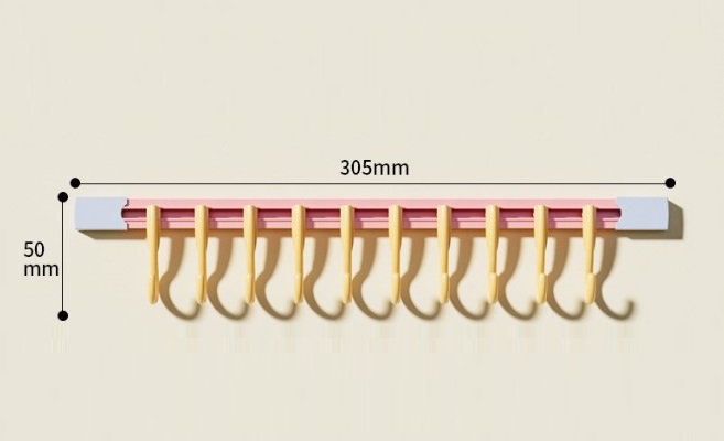 10 Kancalı Raylı Mutfak ve Banyo Düzenleyici Askı 30 cm - Görsel 2