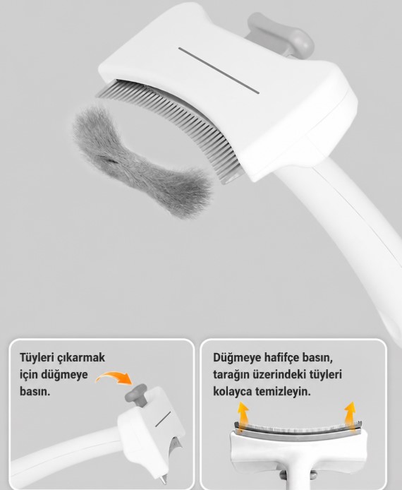 Basmalı Metal Uçlu Evcil Hayvan Tüy Toplama Tarağı CM-586 - Görsel 2