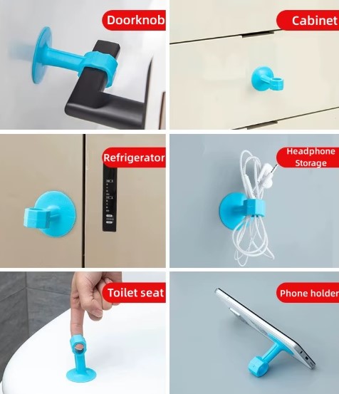 CM-072 Vantuzlu Geçmeli Kapı Kolu Stoper 4lü Set Beyaz - Görsel 4