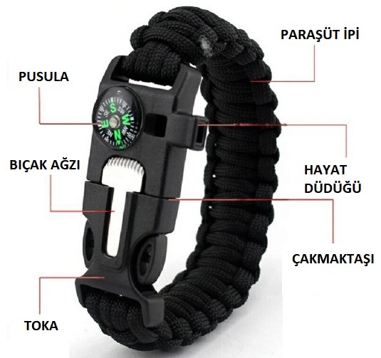 Survival Kamp Bileklik Düdük Çok Amaçlı