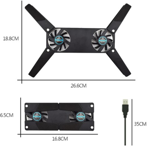 Katlanabilir Laptop Soğutucu 2 fanlı - Görsel 3