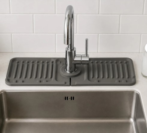 Mutfak Banyo Lavabo Kenarı Silikon Mat Gri - Görsel 5