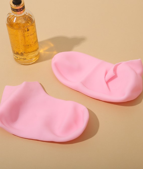 Büyük Boy Silikon Nemlendirici Ayak Bakım Çorabı Pembe - Görsel 3